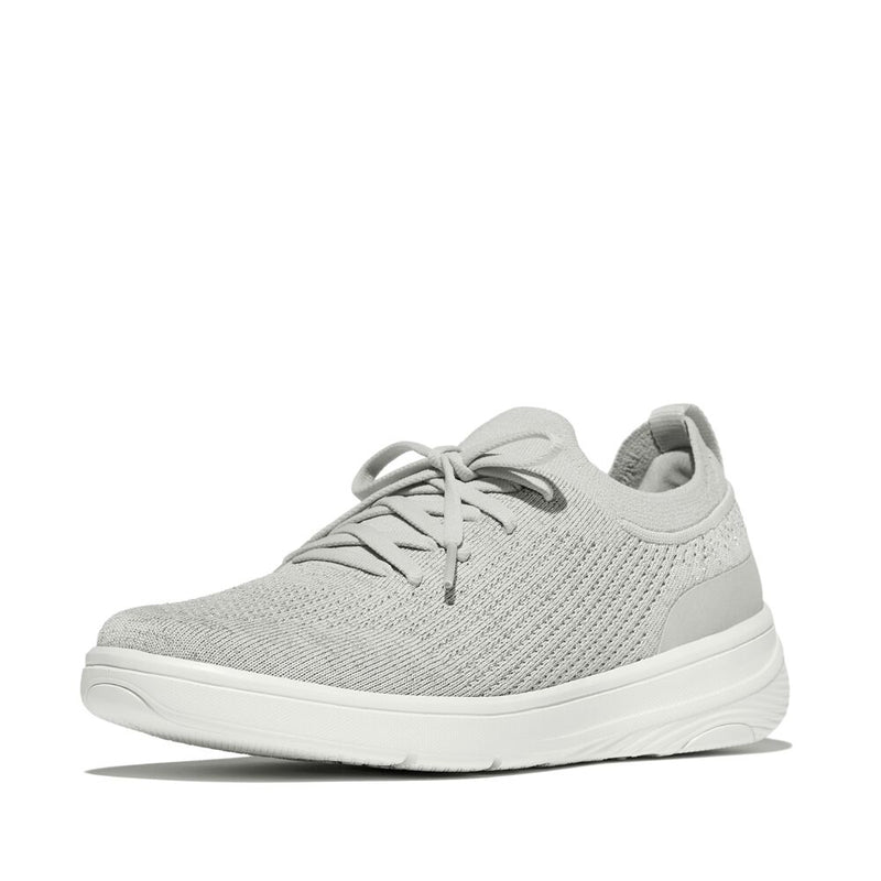 FitFlop Super-Q Knit Slip On Laced Sneakers - Arctic Grey / Silver