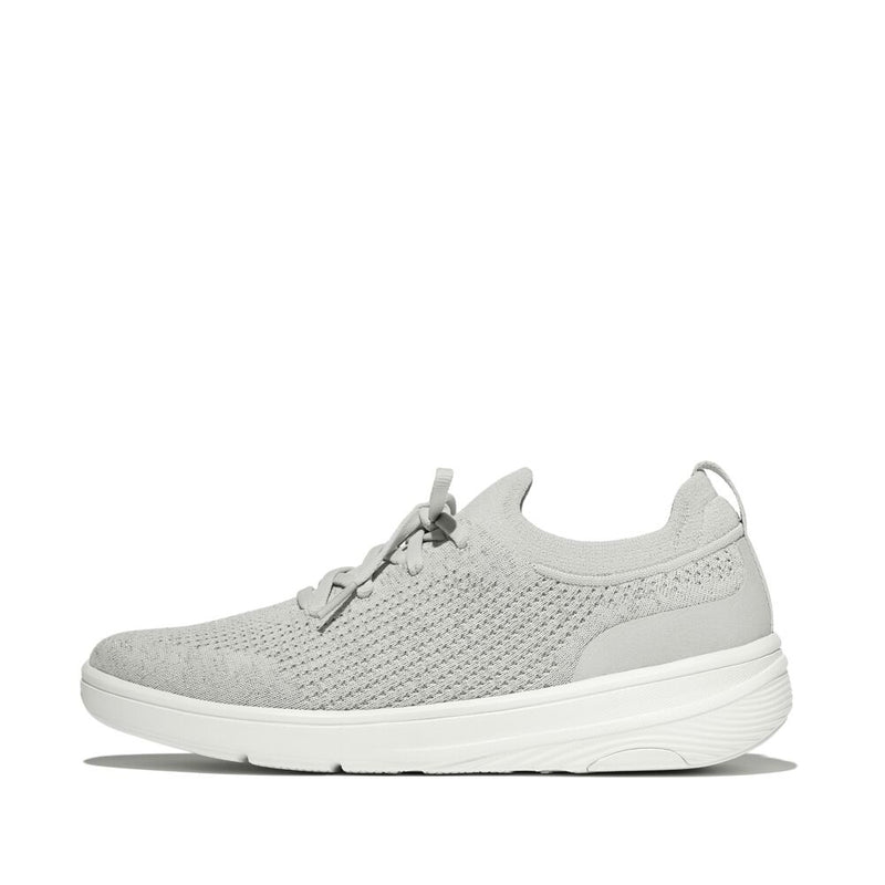 FitFlop Super-Q Knit Slip On Laced Sneakers - Arctic Grey / Silver