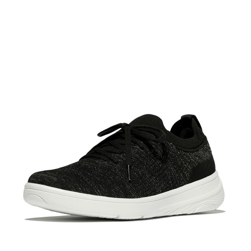 FitFlop Super-Q Knit Slip On Laced Sneakers - Black / Silvereen