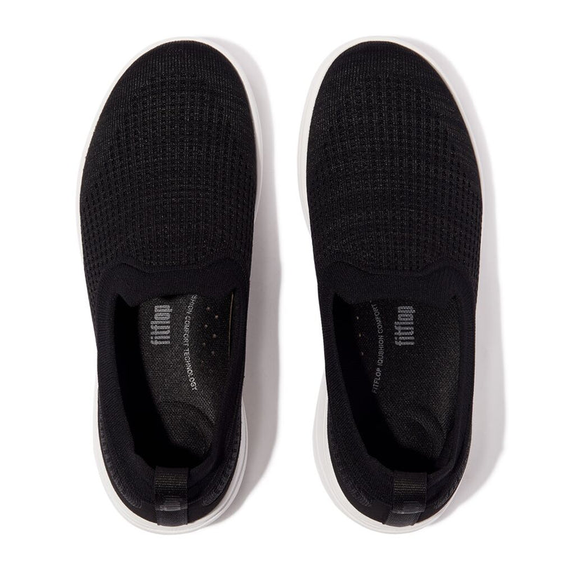 FitFlop Super-Q Knit Slip On Shoes - Black