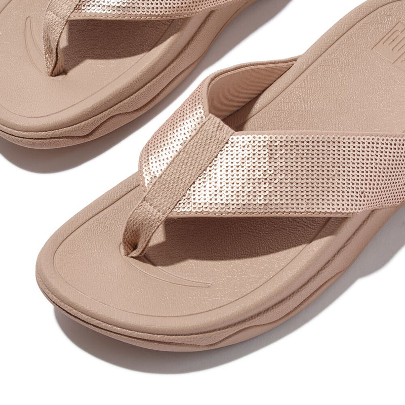 FitFlop Surfa Sequin Toe Post Sandals - Classic Beige