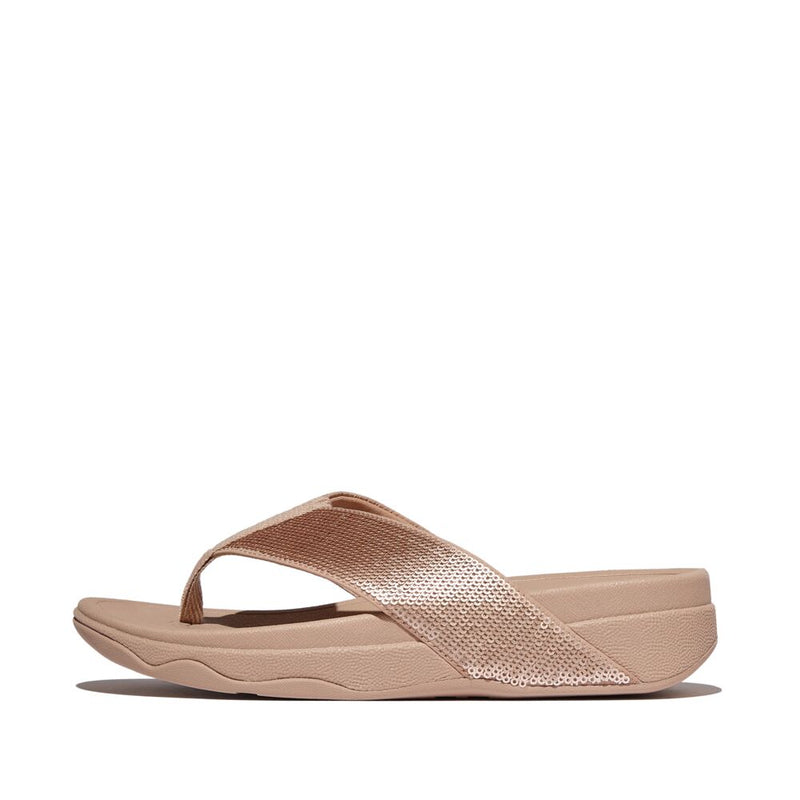FitFlop Surfa Sequin Toe Post Sandals - Classic Beige