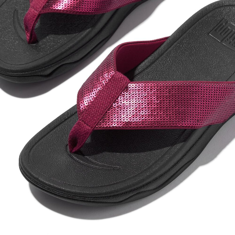 FitFlop Surfa Sequin Toe Post Sandals - Ruby