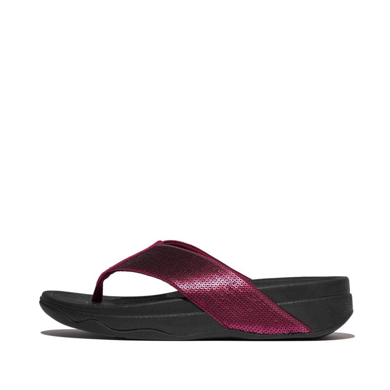 FitFlop Surfa Sequin Toe Post Sandals - Ruby