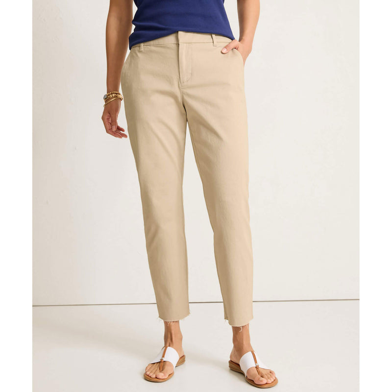 Tommy Bahama Women's Raw Edge Crop Chino Pants - Khaki Sand