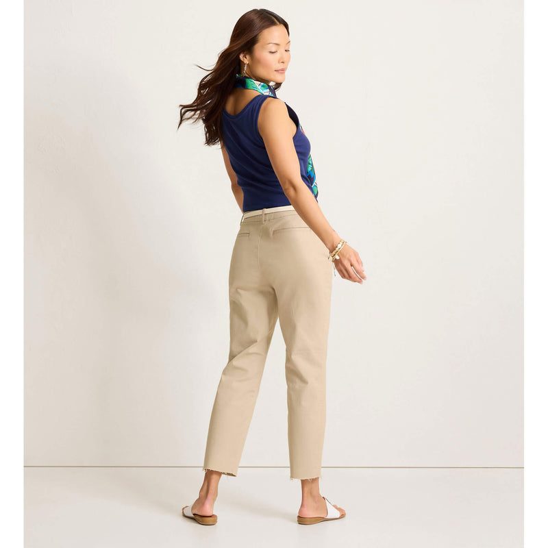 Tommy Bahama Women's Raw Edge Crop Chino Pants - Khaki Sand