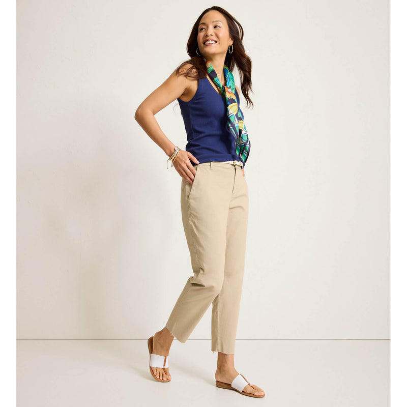 Tommy Bahama Women's Raw Edge Crop Chino Pants - Khaki Sand