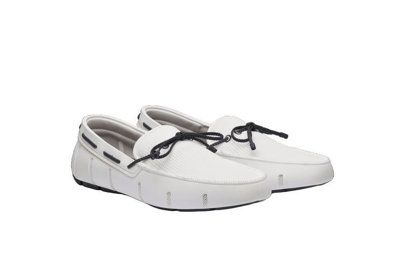 SWIMS Braided Lace Loafer - White/Navy