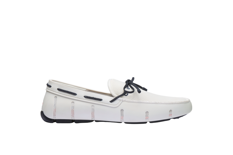 SWIMS Braided Lace Loafer - White/Navy