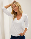 Tommy Bahama Women's Kauai Jersey Long Sleeve V-Neck T-Shirt - Coconut