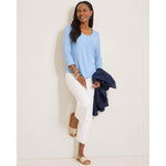 Tommy Bahama Women's Ashby Isles Rib 3/4 Sleeve Scoop T-Shirt - Light Sky Heathered*