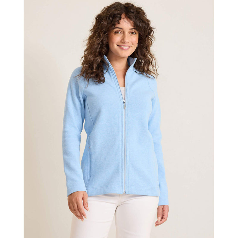Tommy Bahama Women's New Aruba Full Zip Sweatshirt - Chambray Blue Heather