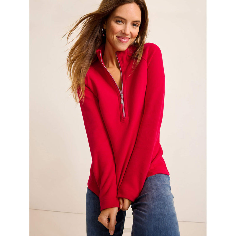 Tommy Bahama Women's New Aruba Half Zip Pullover Sweatshirt - Tango Red