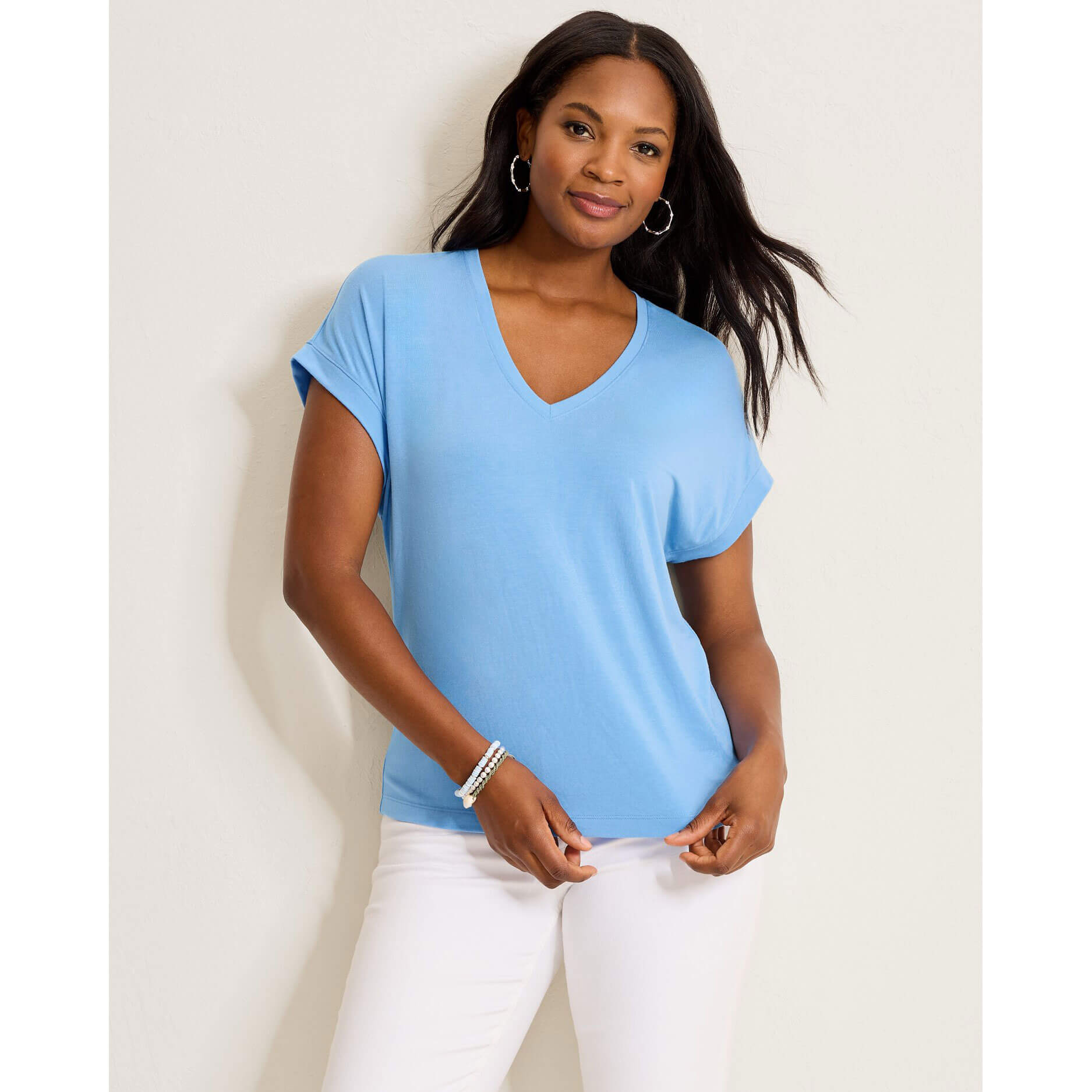 トミー バハマ  Bahama Kauai V-Neck Short Sleeve レディース シャツ トップス Big Sky Blue Tommy Bahama Women's Kauai V-Neck Top in Big Sky Blue