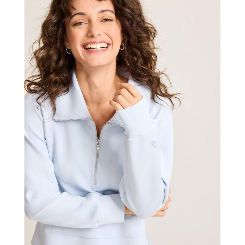 Tommy Bahama Women's Palm Voyage Half Zip Pullover Sweater - Opal Surf