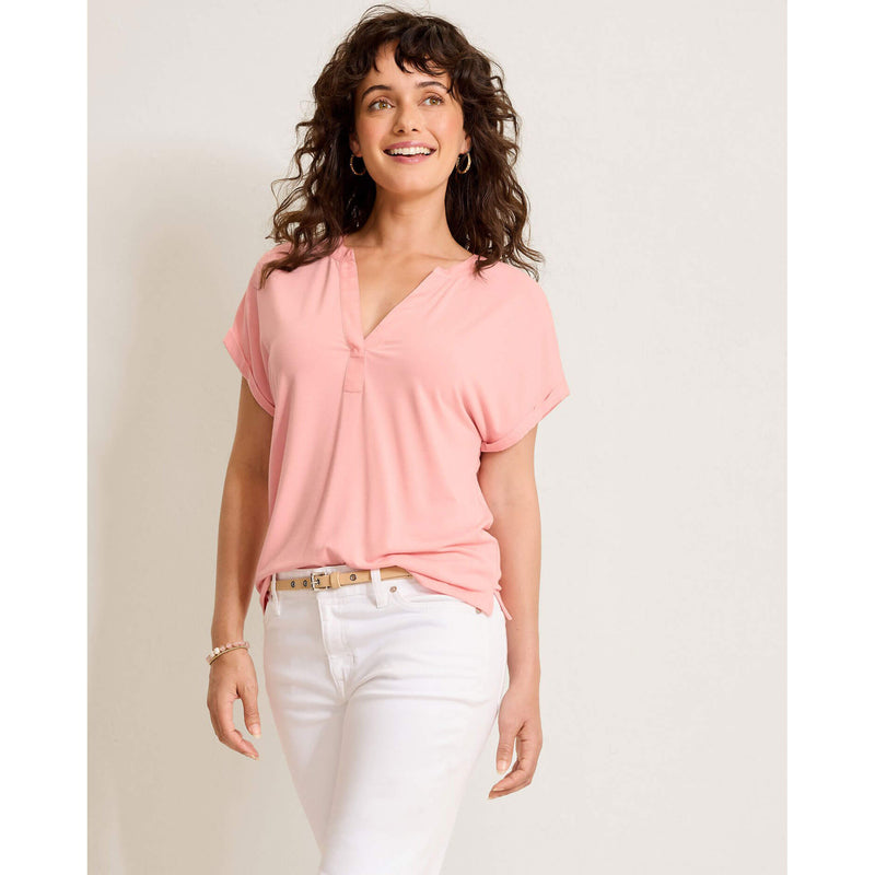 Tommy Bahama Women's Kauai Split Neck Top - Quartz Pink