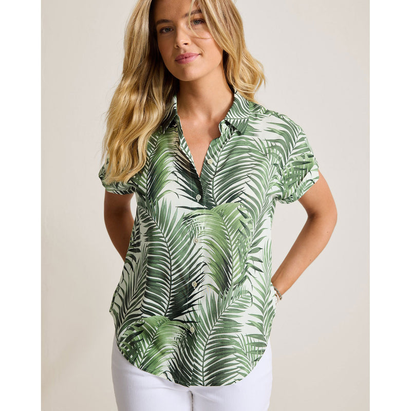 Tommy Bahama Women's Leaf Of Luxury Silk Camp Shirt - Coconut