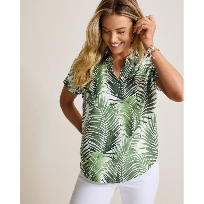 Tommy Bahama Women's Leaf Of Luxury Silk Camp Shirt - Coconut