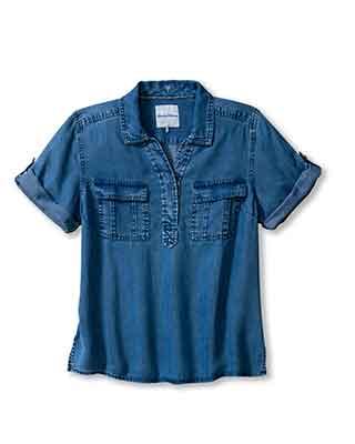 Tommy Bahama Women's Chambray O'Lei Utility Popover Top in