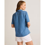 Tommy Bahama Women's Chambray O'Lei Utility Popover Top - Medium Indigo Wash