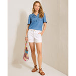 Tommy Bahama Women's Chambray O'Lei Utility Popover Top - Medium Indigo Wash