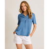 Tommy Bahama Women's Chambray O'Lei Utility Popover Top - Medium Indigo Wash