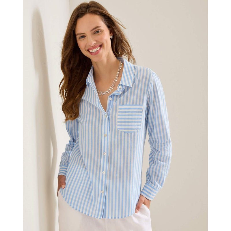 Tommy Bahama Women's Oceanic Oasis Voile Long Sleeve Top - Big Sky Blue