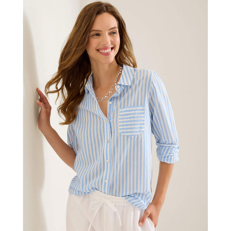Tommy Bahama Women's Oceanic Oasis Voile Long Sleeve Top - Big Sky Blue
