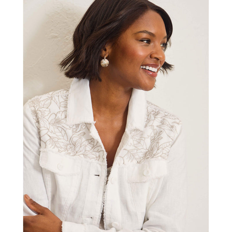 Tommy Bahama Women's Two Palms Flora Fresco Linen Jacket - White