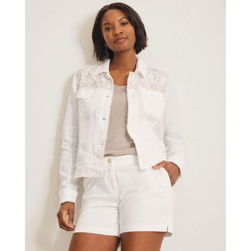 Tommy Bahama Women's Two Palms Flora Fresco Linen Jacket - White