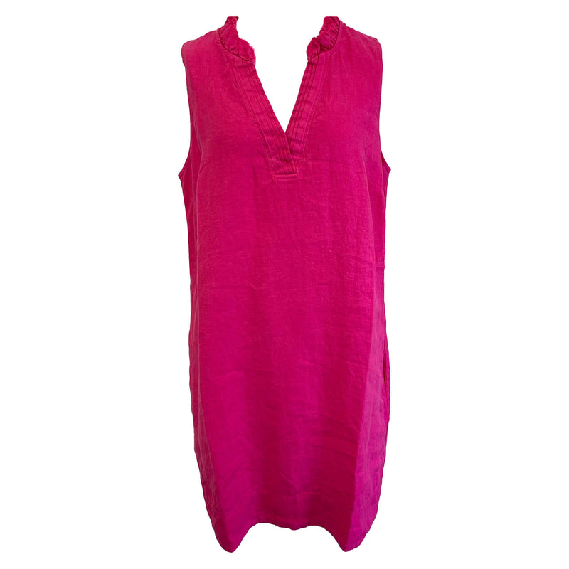 Tommy Bahama Women's Two Palms Double Ruffle Linen Dress - Bright Blush