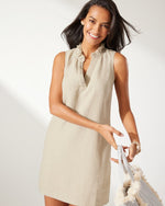 Tommy Bahama Women's Two Palms Double Ruffle Linen Dress - Natural