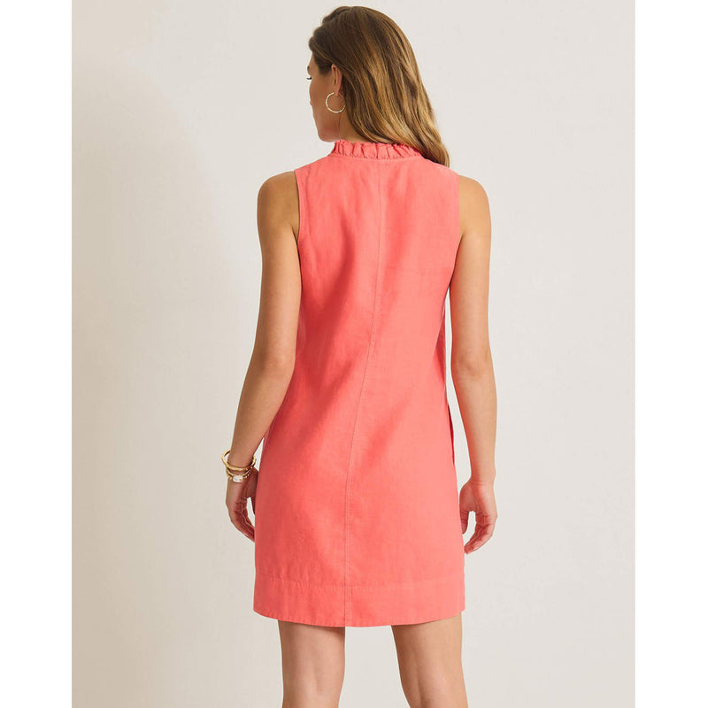 Tommy Bahama Women's Two Palms Double Ruffle Linen Dress - Melon Berry