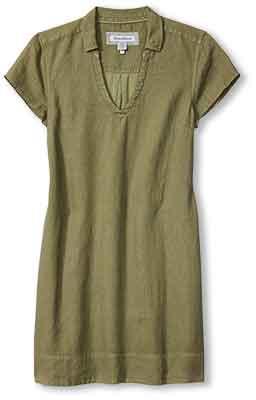 Tommy Bahama Women's Two Palms Ss Collared Linen Dress - Dark Fern