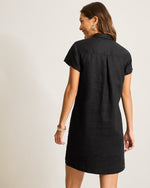 Tommy Bahama Women's Two Palms Short Sleeve Collared Linen Dress - Black
