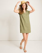 Tommy Bahama Women's Two Palms Ss Collared Linen Dress - Dark Fern