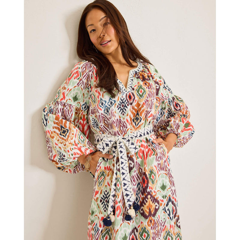 Tommy Bahama Women's Vista Cove Long Sleeve Midi Dress in White Sand Island Trends Tommy Bahama Women's Vista Cove Long Sleeve Midi Dress in White Sand Island Trends