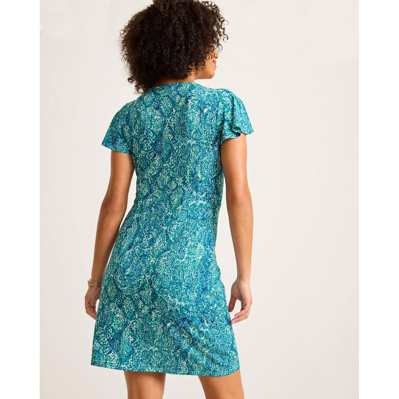 Tommy Bahama Women's Clara Playa Python Short Sleeve Dress - Atlantis Teal