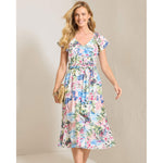 Tommy Bahama Women's Paradose Shores Short Sleeve Midi Dress - White