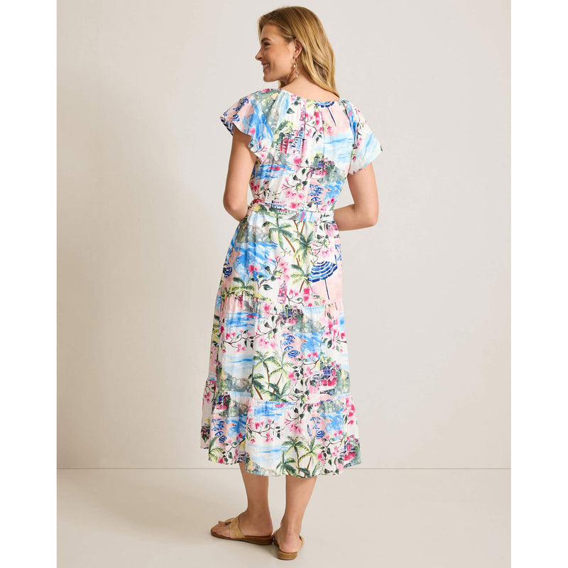 Tommy Bahama Women's Paradose Shores Short Sleeve Midi Dress - White