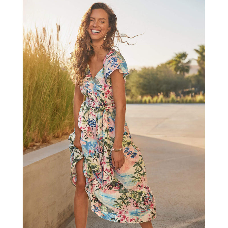 Tommy Bahama Women's Paradose Shores Short Sleeve Midi Dress - White
