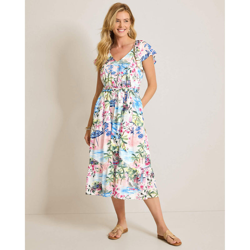 Tommy Bahama Women's Paradose Shores Short Sleeve Midi Dress - White