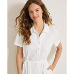 Tommy Bahama Women's Aubrey Leaves Jacquard Short Sleeve Dress - White