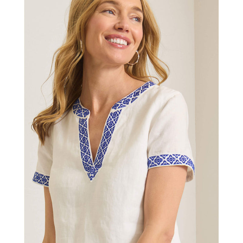 Tommy Bahama Women's Two Palms Coastal Tiles Linen Dress in Cobalt Haze Island Trends Tommy Bahama Women's Two Palms Coastal Tiles Linen Dress in Cobalt Haze Island Trends