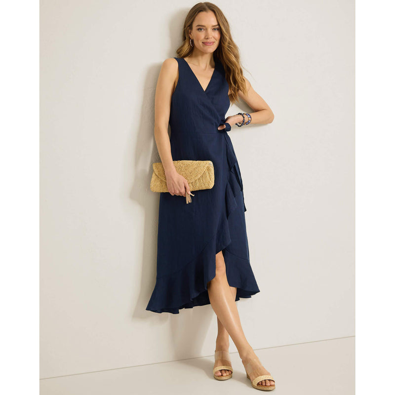 Tommy Bahama Women's Coastalina Sleeveless Linen Wrap Midi Dress - Coastline
