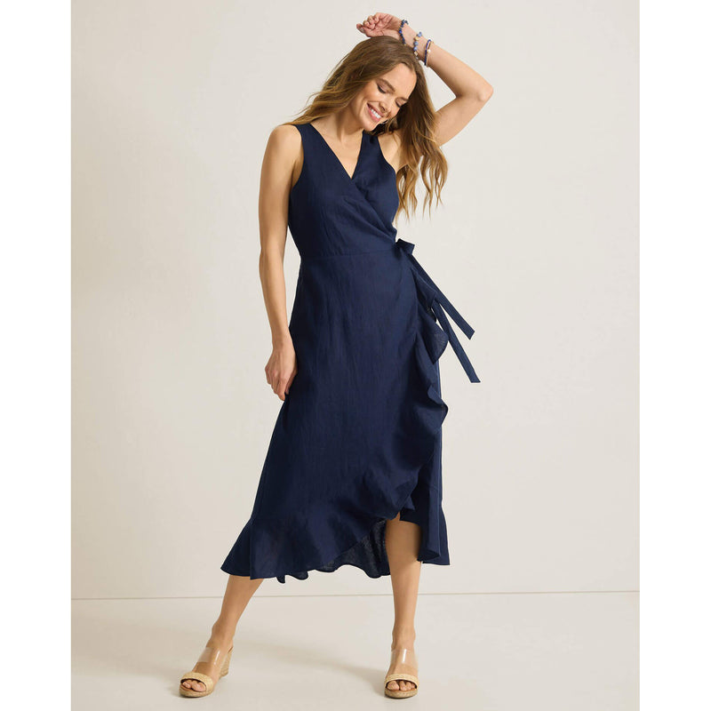 Tommy Bahama Women's Coastalina Sleeveless Linen Wrap Midi Dress - Coastline