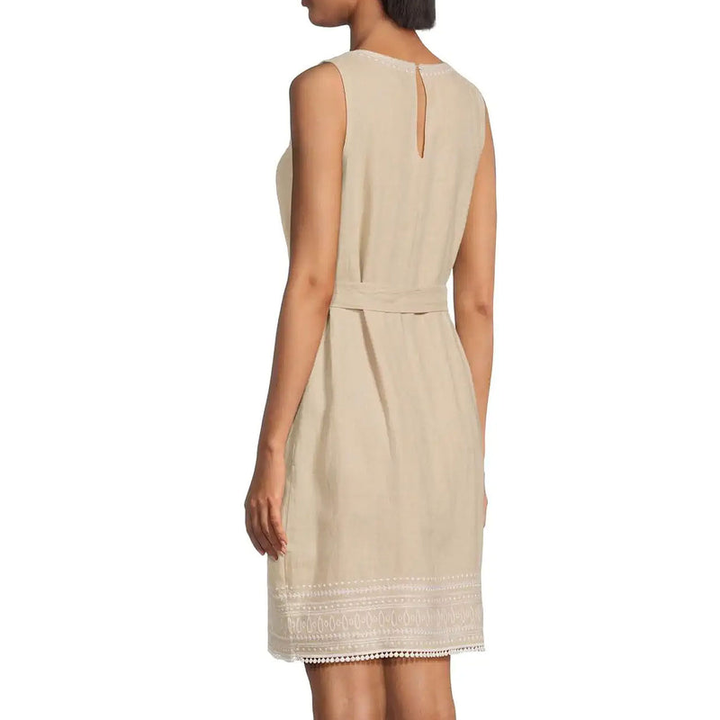 Tommy Bahama Women's Two Palms Embroidered Sleeveless Shift Linen Dress - Natural Linen
