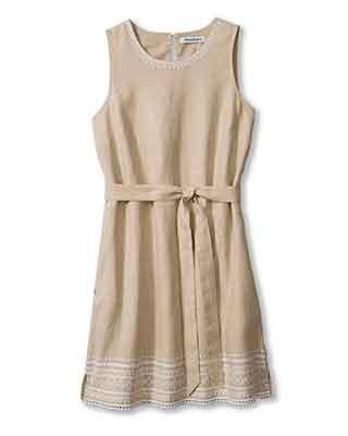 Tommy Bahama Women's Two Palms Embroidered Sleeveless Shift Linen Dress - Natural Linen