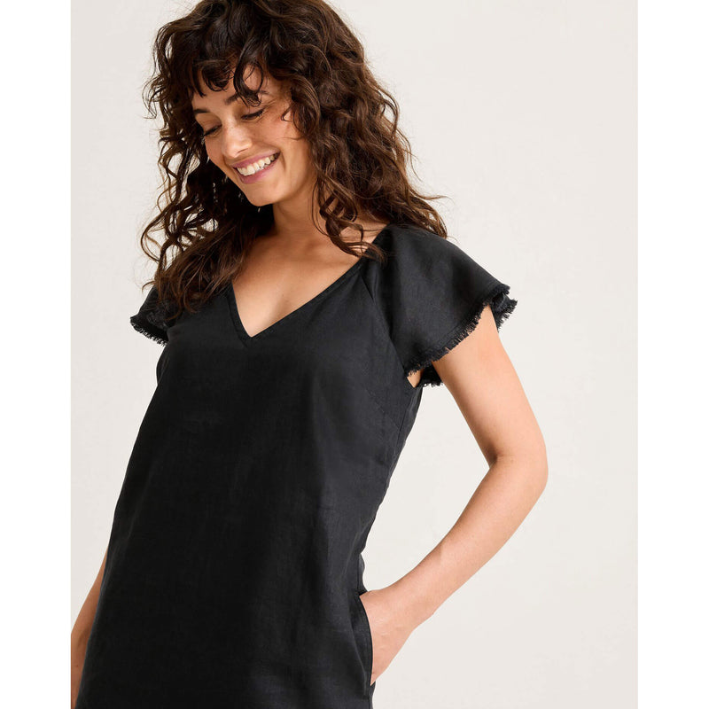 Tommy Bahama Women's Two Palms Flutter-Sleeve Linen Shift Dress - Black