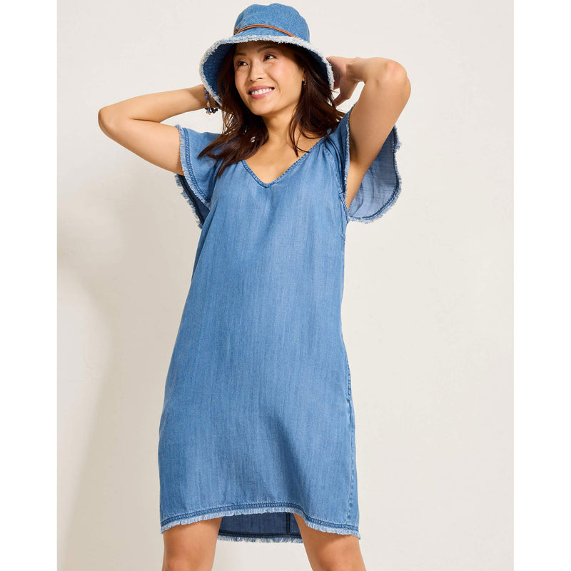 Tommy Bahama Women's Chambray Flutter Shift Dress - Medium Indigo Wash